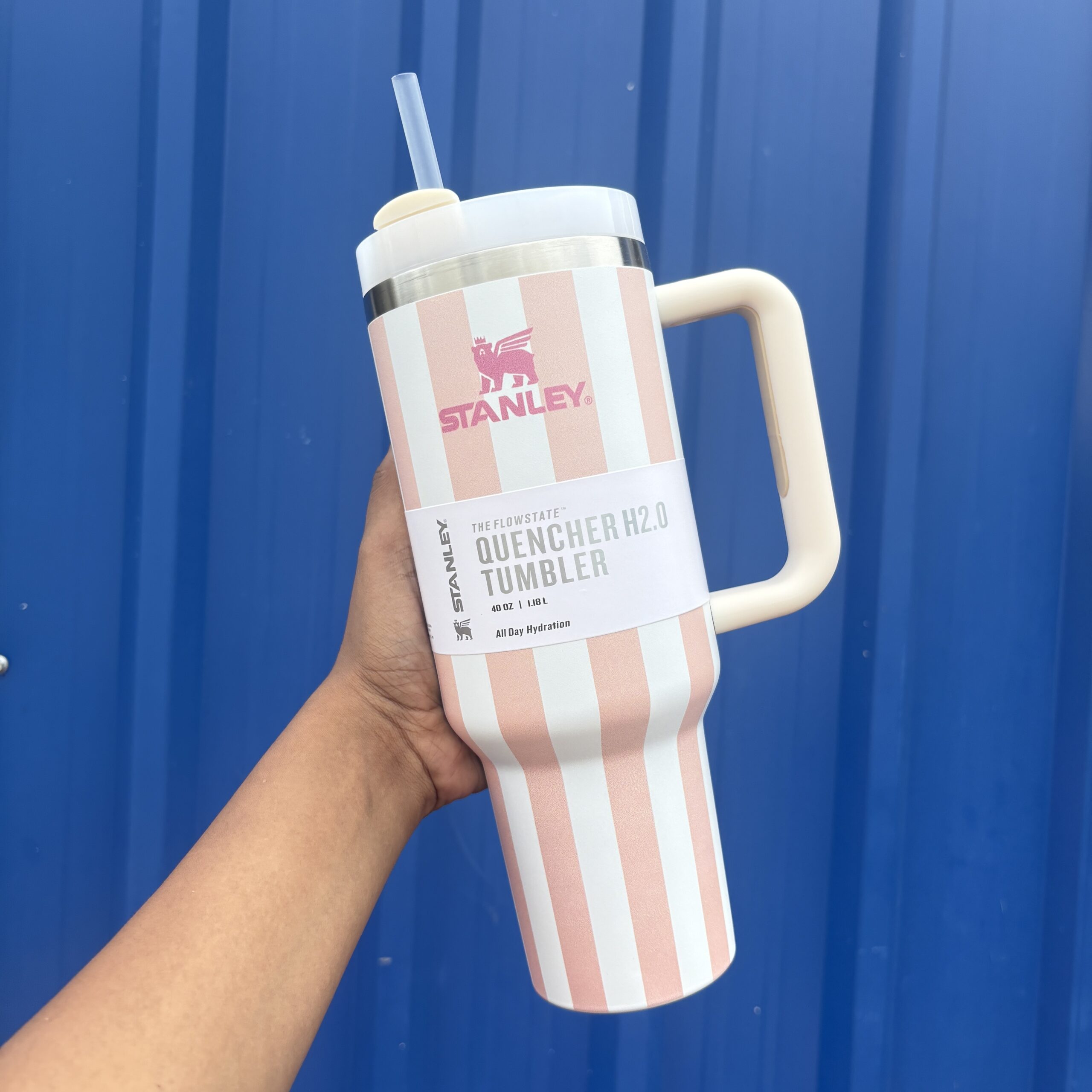 Stripe printed Stanley tumblers with straw